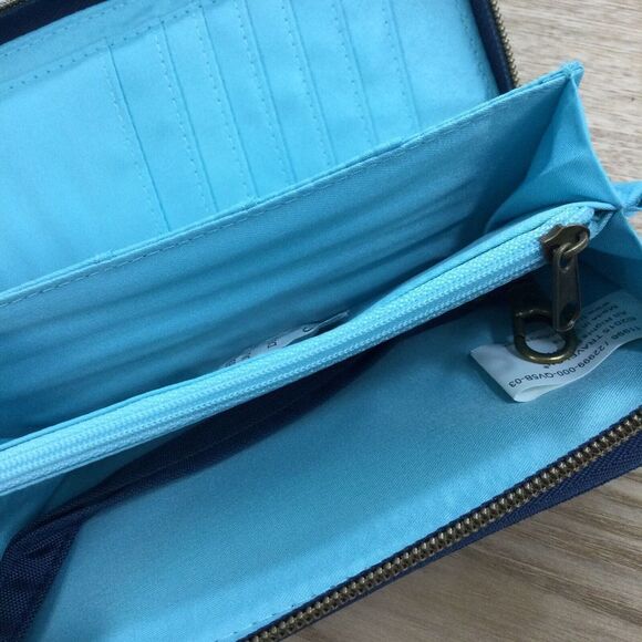 Travelon RDIF Blocking Travel Wallet Zip Clutch Multi Pocket Wristlet Blue NWT - Picture 6 of 7